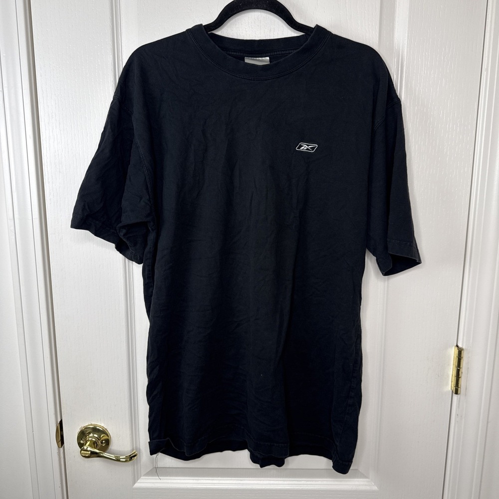 Reebok Mens XL Black Basic Logo T Shirt Short Sleeve Crew Neck Classic